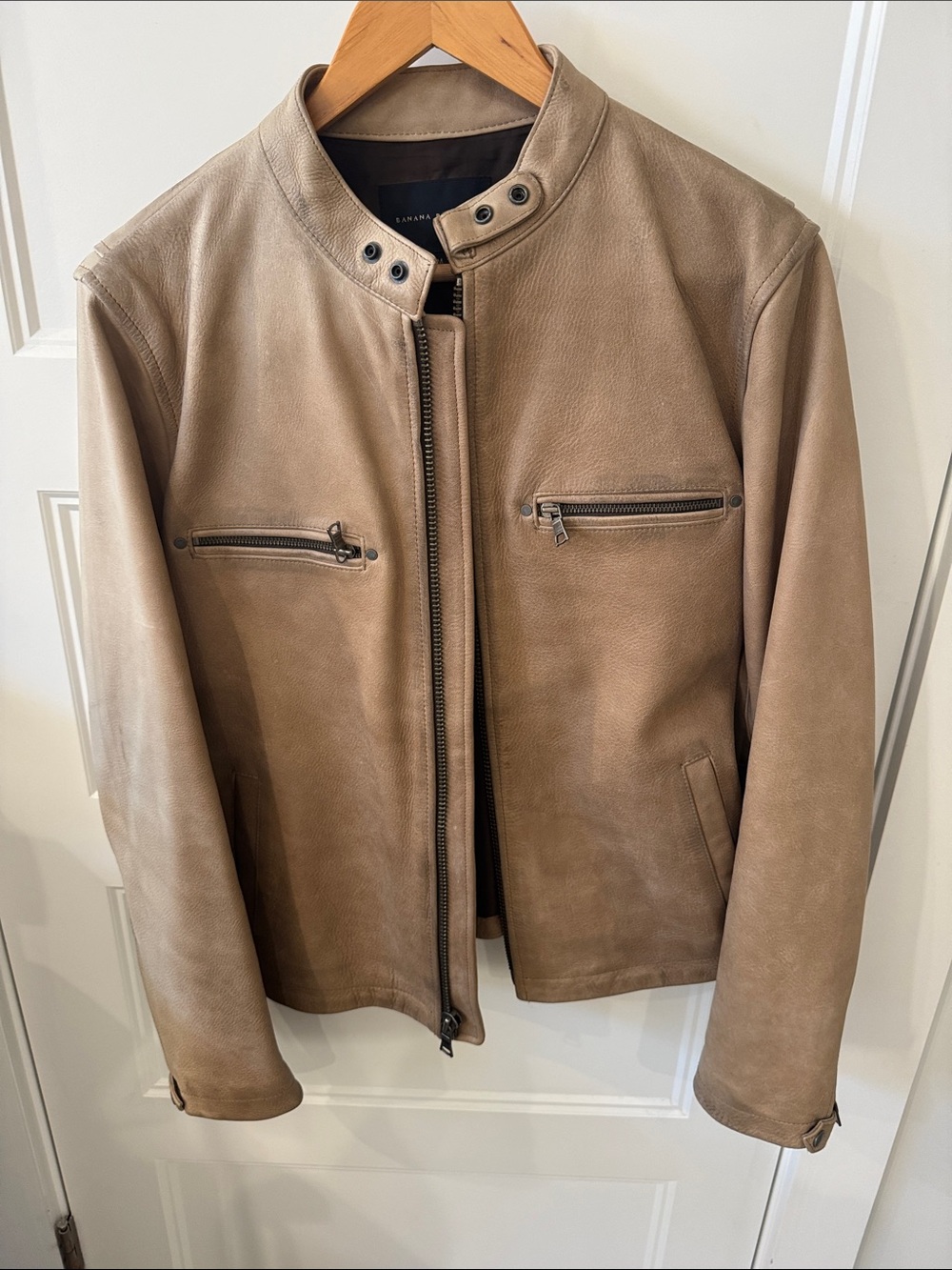 Banana Republic Tan Leather Bomber Jacket - Picture 8 of 11